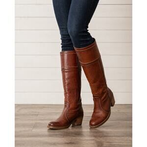 Frye 77230 Cognac Brown Leather Knee High Western boho Riding Boots Womens 7B